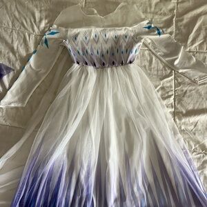 White and Purple Long Sleeve Dress